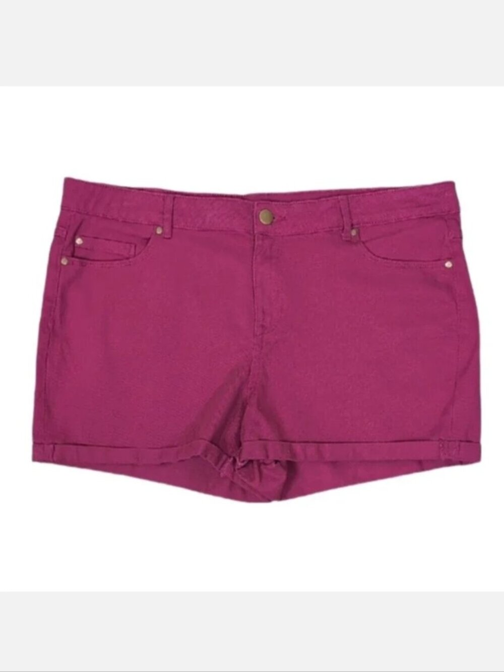 George Denim Shorts Womens Size 14 Short Cuffed Hem 3" Fuchsia Stretch